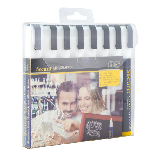 Securit Chalkmarkers - Wallet - White 14,5x1,5x2cm - Pack of 12