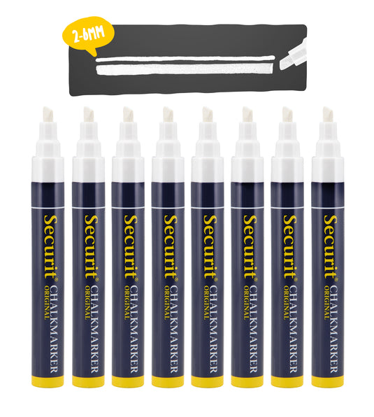 Securit Chalkmarkers - Wallet - White 14,5x1,5x2cm - Pack of 12