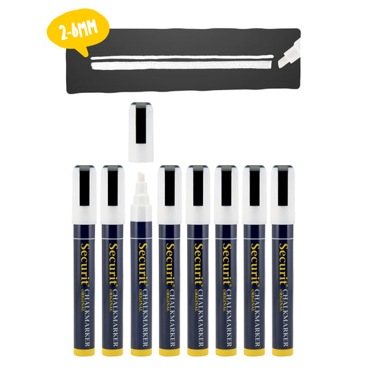 Securit Chalkmarkers - Wallet - White 14,5x1,5x2cm - Pack of 12
