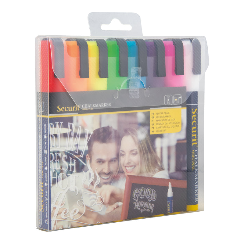 Load image into Gallery viewer, Securit Chalkmarkers - Wallet - Assorted Primary 14,5x1,5x2cm - Pack of 12
