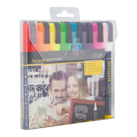 Securit Chalkmarkers - Wallet - Assorted Primary 14,5x1,5x2cm - Pack of 12