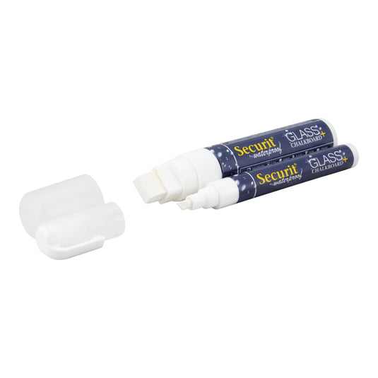 Securit Chalkmarkers - Loose Waterproof - White 15,5x2,7x2,7cm - Pack of 6