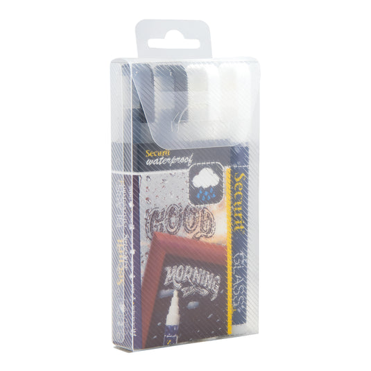 Securit Chalkmarkers - Wallet Waterproof - Black/White 14,5x1,5x2cm - Pack of 12