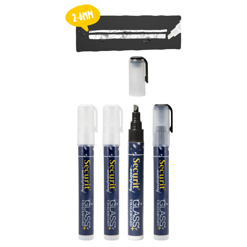 Load image into Gallery viewer, Securit Chalkmarkers - Wallet Waterproof - Black/White 14,5x1,5x2cm - Pack of 12
