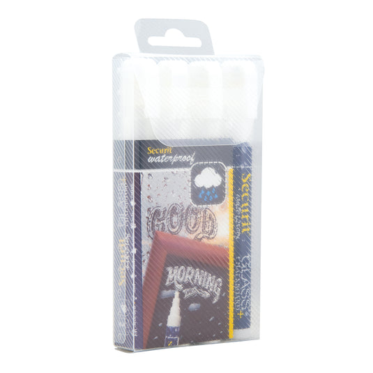 Securit Chalkmarkers - Wallet Waterproof - White 14,5x1,5x2cm - Pack of 12
