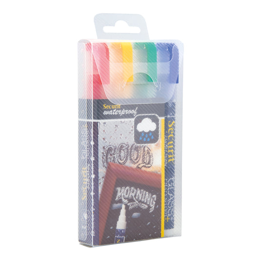 Securit Chalkmarkers - Wallet Waterproof - Assorted Primary 14,5x1,5x2cm - Pack of 12