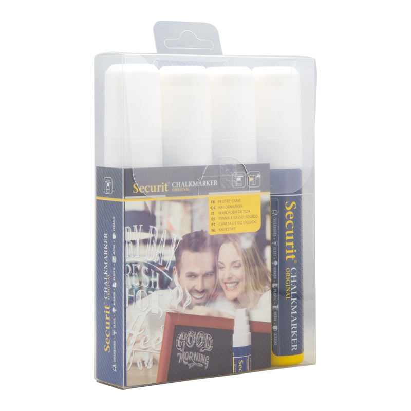 Load image into Gallery viewer, Securit Chalkmarkers - Wallet - White 15,5x2,7x2,7cm - Pack of 12
