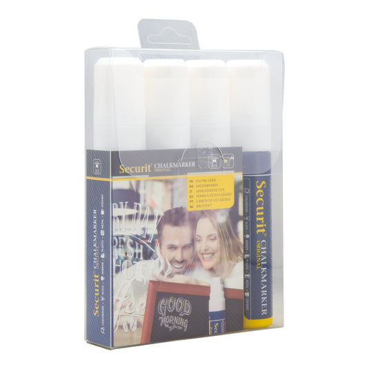 Securit Chalkmarkers - Wallet - White 15,5x2,7x2,7cm - Pack of 12