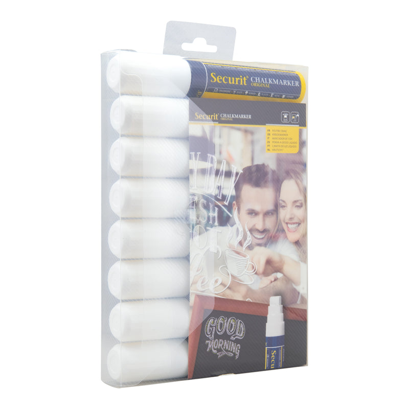 Load image into Gallery viewer, Securit Chalkmarkers - Wallet - White 15,5x2,7x2,7cm - Pack of 6
