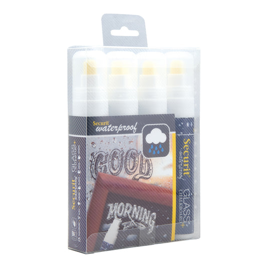 Securit Chalkmarkers - Wallet Waterproof - White 15,5x2,7x2,7cm - Pack of 12