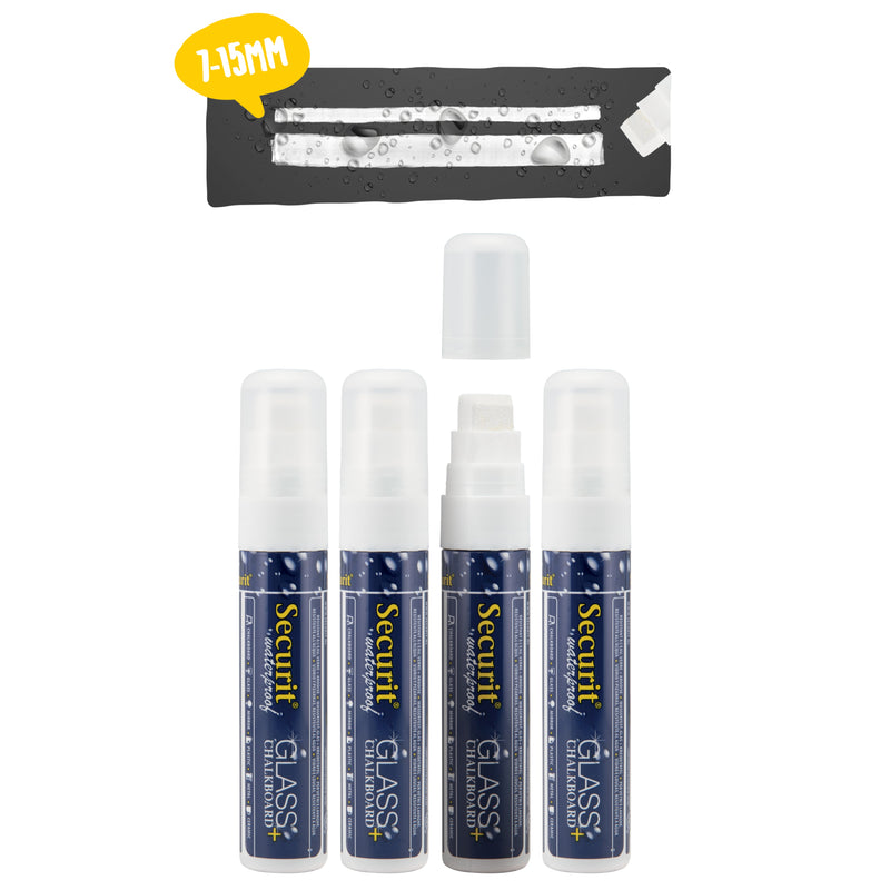 Load image into Gallery viewer, Securit Chalkmarkers - Wallet Waterproof - White 15,5x2,7x2,7cm - Pack of 12
