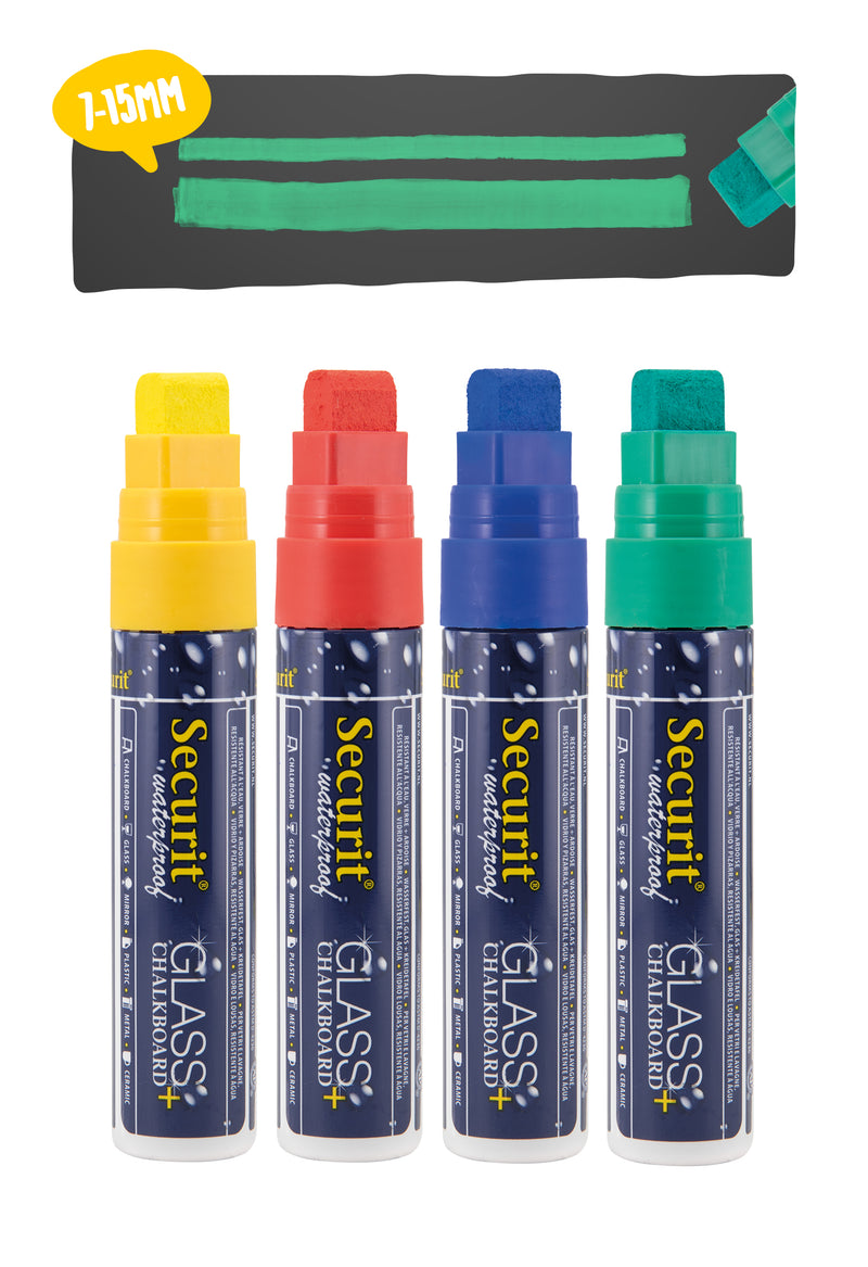 Load image into Gallery viewer, Securit Chalkmarkers - Wallet Waterproof - Assorted Primary 15,5x2,7x2,7cm - Pack of 12
