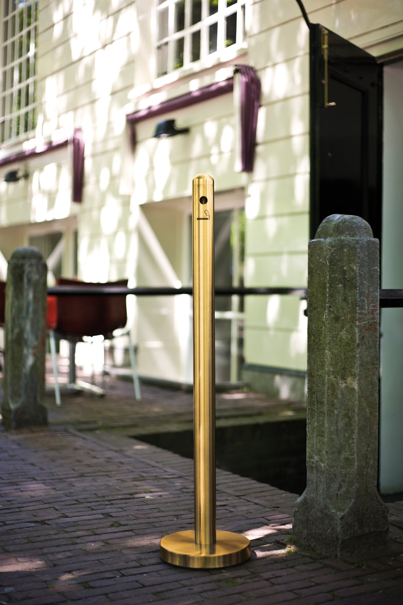 Load image into Gallery viewer, Securit Barriers Systems - Smoke Pole - Gold 104x25x25cm - in use
