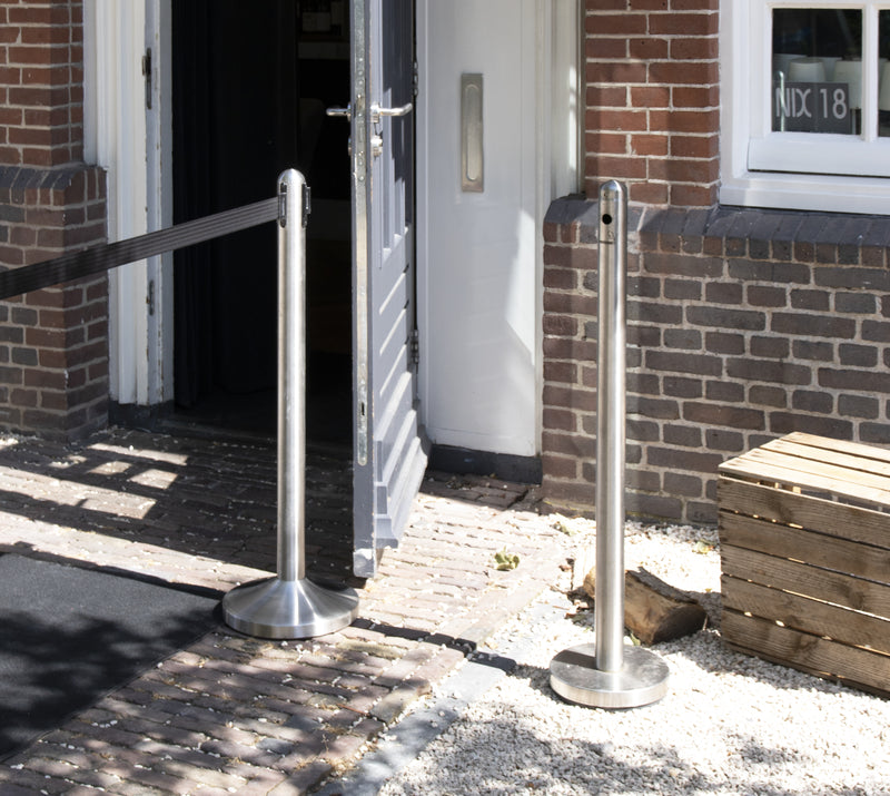 Load image into Gallery viewer, Securit Barriers Systems - Retractable - Stainless steel 101x51x51cm - in use

