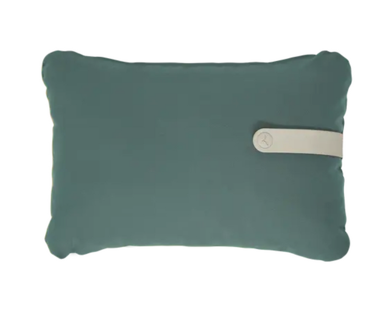 Load image into Gallery viewer, Fermob outdoor cushion in Safari Green color, 44x30 cm, with a vibrant, mixed-color design for outdoor seating comfort.
