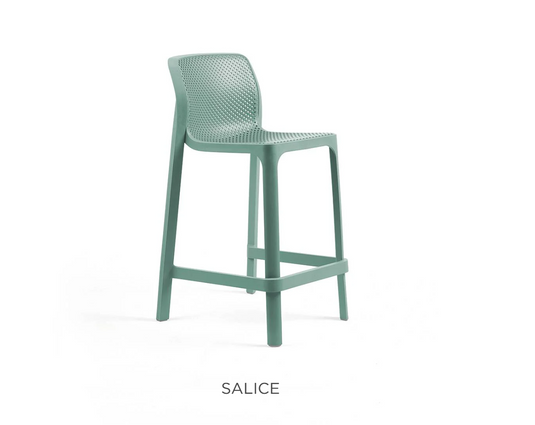 Nardi Net Stool Mini outdoor bar stool with a woven design, suitable for garden or patio seating.