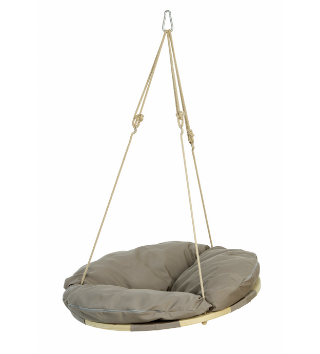 Swing Nest Taupe – Premium Wooden Hanging Chair - Custom Wood Designs Swing Nest Taupe – Premium Wooden Hanging Chair