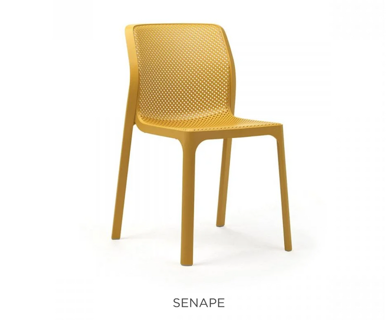 Load image into Gallery viewer, Yellow Nardi Bit outdoor chair with a curved design, perfect for patio and garden seating.
