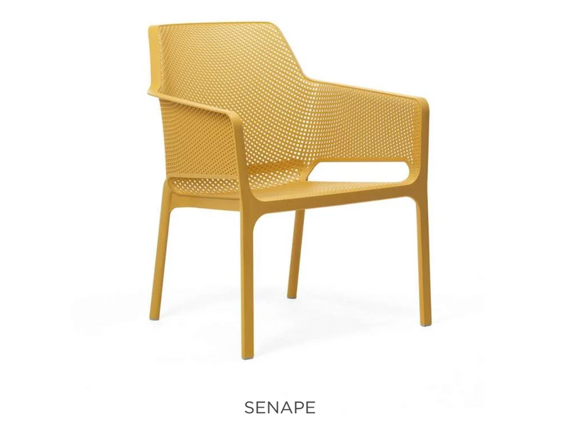 Load image into Gallery viewer, Yellow Nardi Net Relax outdoor chair with a modern woven design, perfect for outdoor relaxation and stylish outdoor furniture.
