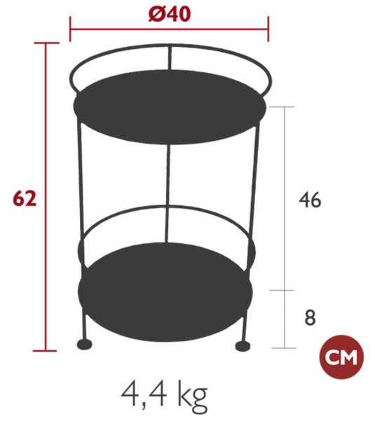 Fermob Guinguette side table with perforated double metal top, stylish outdoor table for patio or garden use.