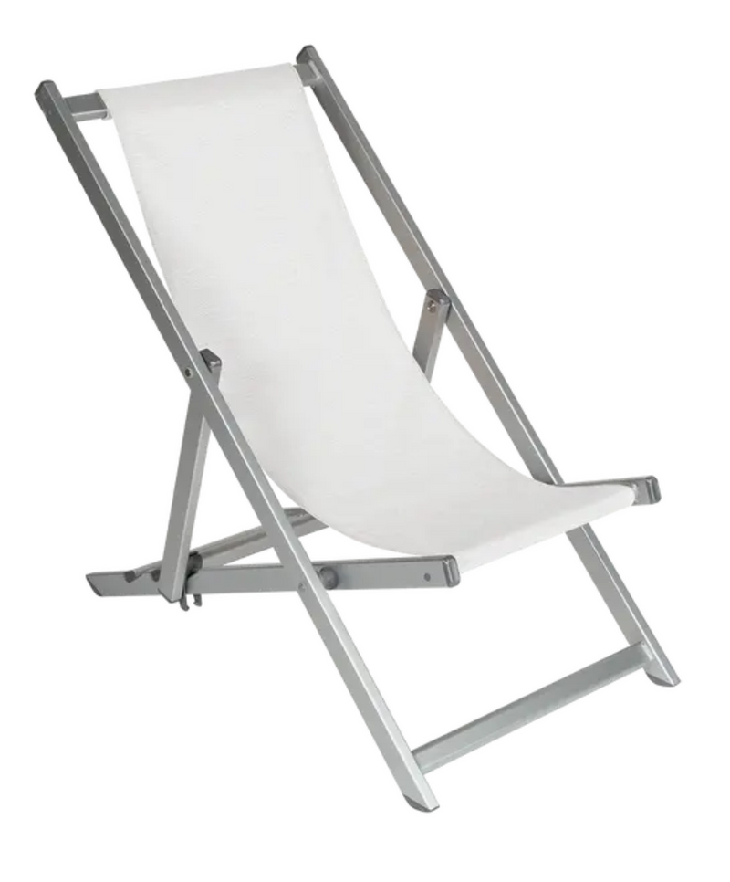 Load image into Gallery viewer, Fermob ALPINA silver folding deck chair with a sleek design, ideal for outdoor seating and relaxation.

