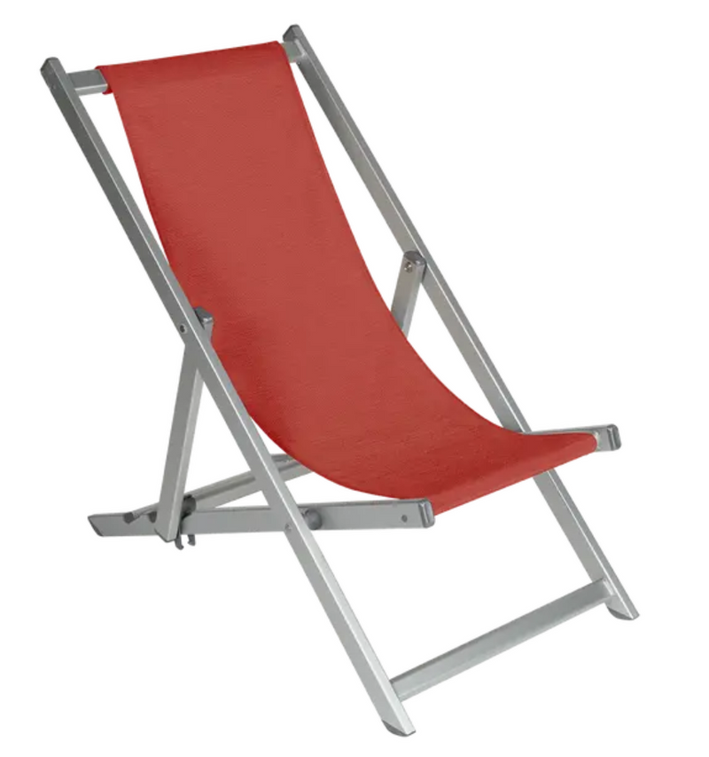 Load image into Gallery viewer, Silver ALPINA Fermob deck chair, foldable outdoor chair with a sleek design, suitable for patio or garden use.
