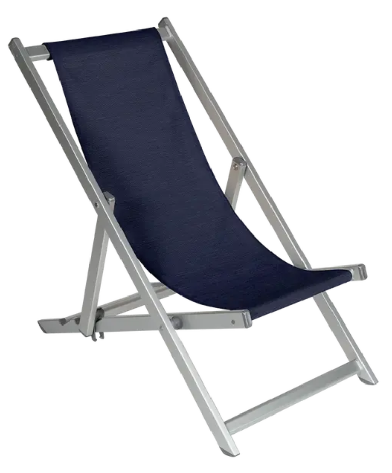 Load image into Gallery viewer, Silver and blue Fermob ALPINA foldable deck chair with a sleek design, ideal for outdoor seating in Ireland
