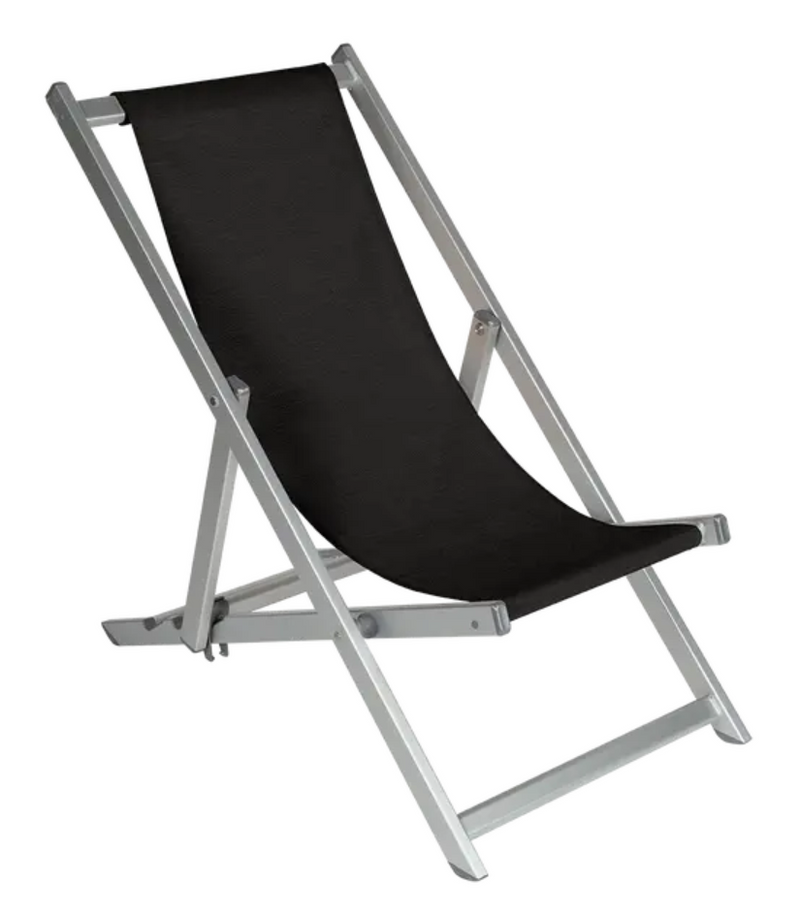 Load image into Gallery viewer, Silver Fermob ALPINA folding deck chair with a sleek design, ideal for outdoor relaxation and easy to fold for portability.
