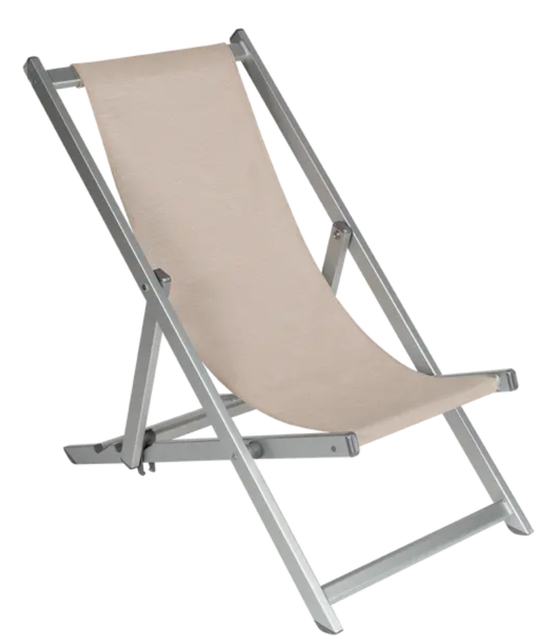 Load image into Gallery viewer, Fermob ALPINA silver foldable deck chair with a sleek outdoor design, suitable for relaxing on patios or gardens.
