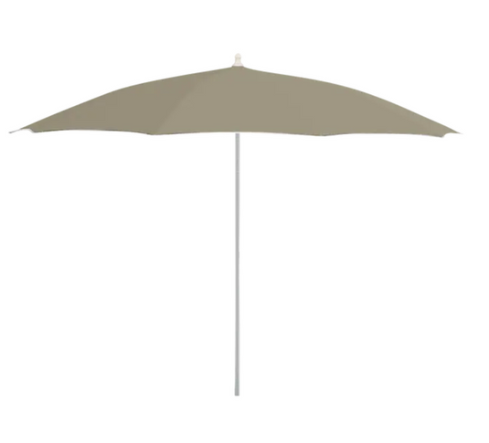 Fermob aluminium parasol with a 250cm diameter, lightweight sisal-brown outdoor umbrella for cafes and patios.