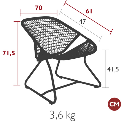 Stylish Fermob Sixties Low Armchair, outdoor furniture chair with a sleek design, perfect for outdoor restaurant seating in Ireland.