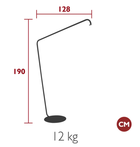 Fermob BALAD² Offset Lamp Stand in black with a modern, curved design, suitable for outdoor or indoor lighting setups.