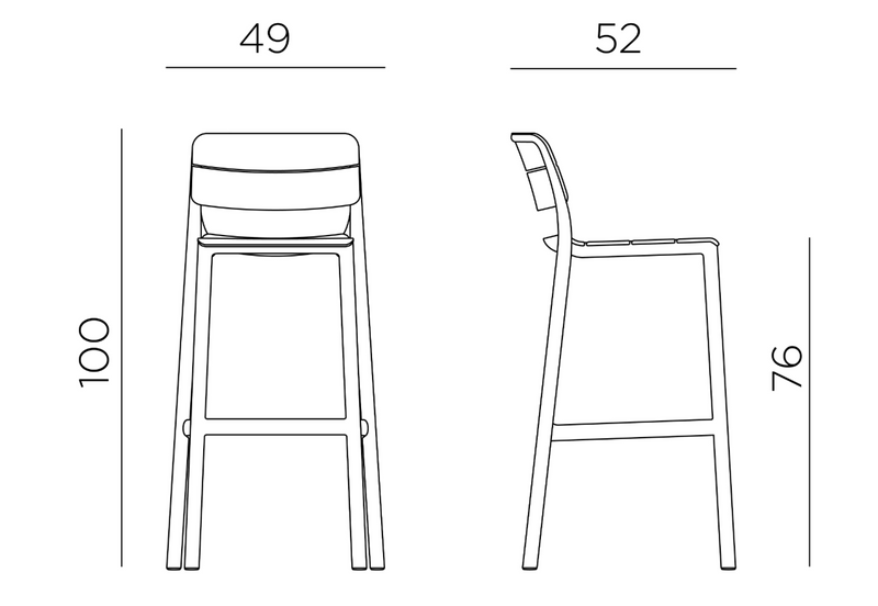 Load image into Gallery viewer, Nardi Cassia high outdoor bar stool, 75cm height, stackable, weather-resistant design, ideal for patio or outdoor seating.
