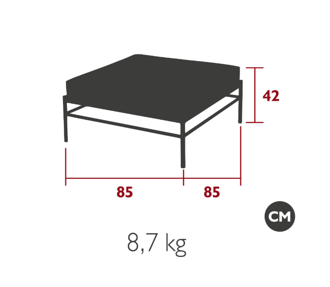 Load image into Gallery viewer, Fermob Rivage Ottoman outdoor lounge footstool with metal frame, designed for stylish outdoor furniture use.
