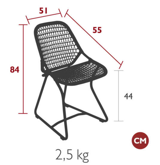 Fermob Sixties outdoor restaurant chair with a modern, stylish design, ideal for outdoor hospitality settings in Ireland.