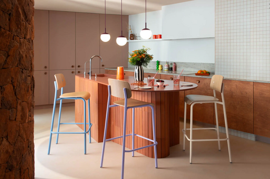 Study Oak Bar Chair H75 by Custom Wood Designs, high wooden bar stool with a natural oak finish, ergonomic design and sturdy build.