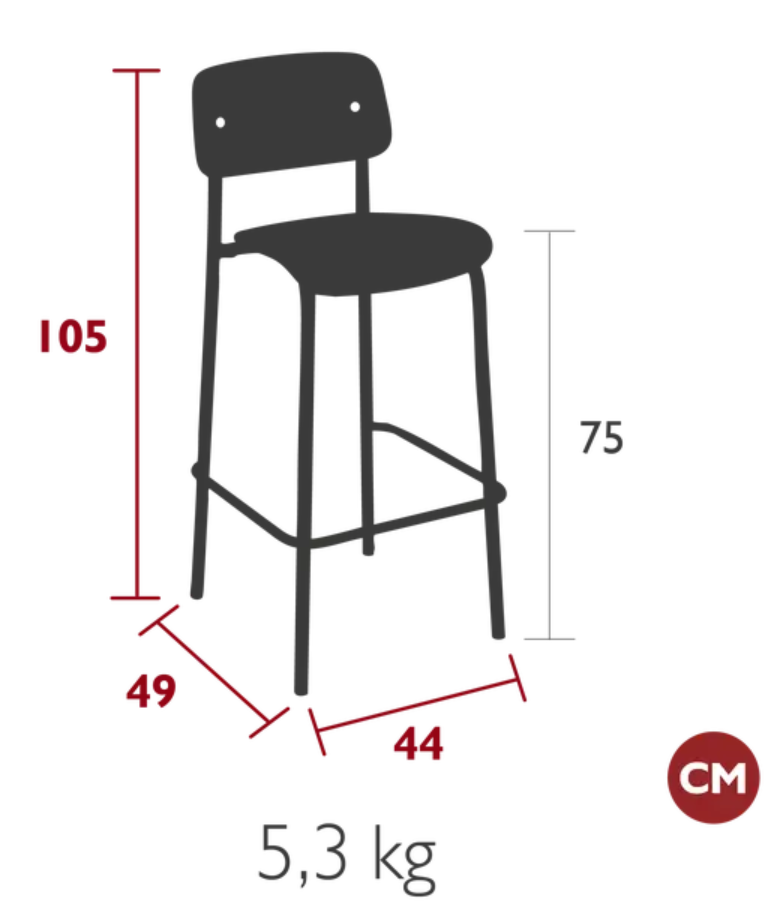 Load image into Gallery viewer, Custom Wood Designs Studie Oak Bar Chair H75, a high wooden oak chair with sleek design and sturdy construction.
