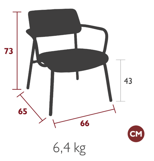 Fermob Studie fabric lounge armchair with metal frame, showcasing a modern office chair design with wide, comfortable seating.