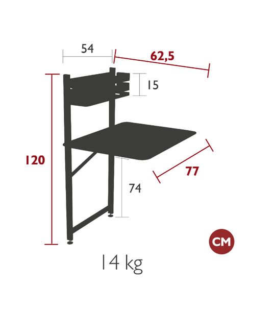 Fermob foldable balcony table with metal top and legs, suitable for outdoor or apartment balcony use.