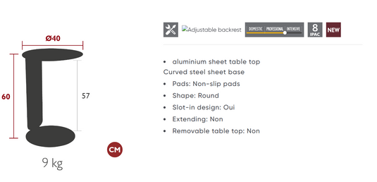 Yellow Fermob Bebop Offset Table with metal frame, outdoor design, ideal for patio or garden seating areas.