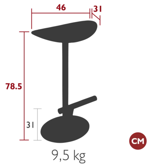 Fermob Bolder outdoor bar stool with metal powder-coated frame, featuring a modern design and comfortable seating.