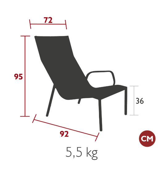 Fermob Cadiz Lounge Armchair with woven seat and armrests, modern outdoor lounge chair on a patio setting.
