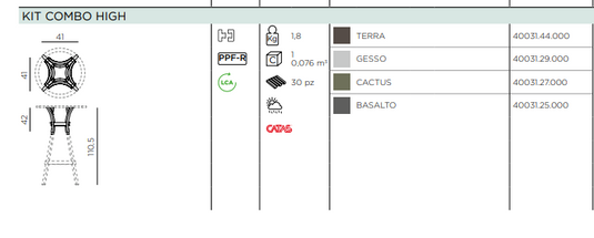 Nardi ReGen Kit Combo High outdoor stool with Terra finish, featuring a sleek, modern design for outdoor seating.