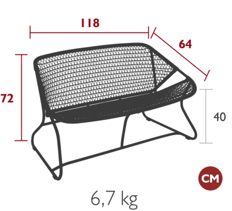 Load image into Gallery viewer, Fermob Sixties outdoor sofa with colorful cushions, stylish mid-century modern furniture for patio or garden seating.
