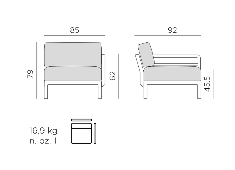 Load image into Gallery viewer, Nardi Maximo modular outdoor sofa with sunbrella fabric, featuring plush cushions and a stylish contemporary design for outdoor seating.
