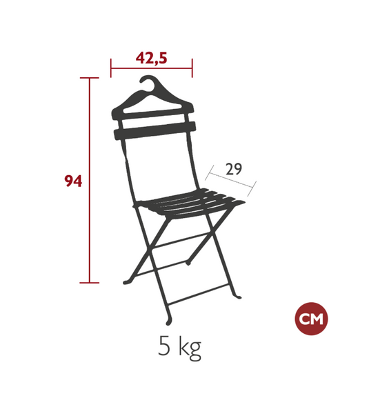 Fermob Bistro Valet Folding Chair, metal design, hanging and foldable for outdoor or indoor use, in stylish black finish.