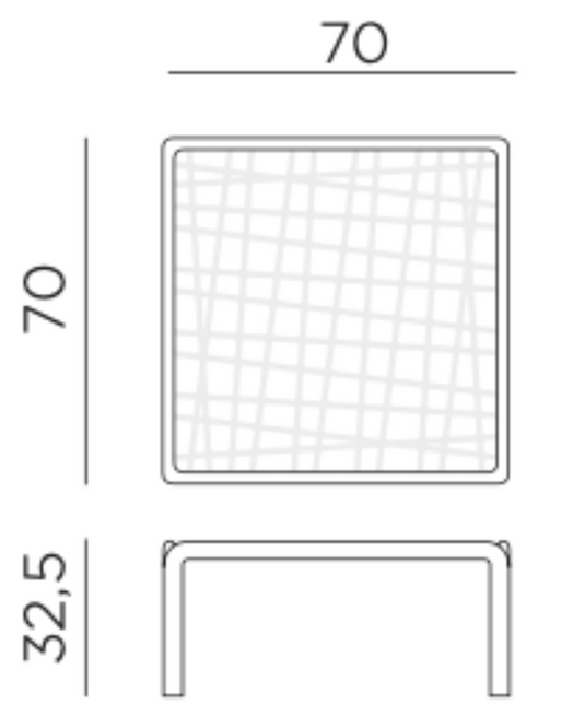 Nardi Komodo Tavolino Vetro glass outdoor table with sleek surface, ideal for patio setups and outdoor furniture.