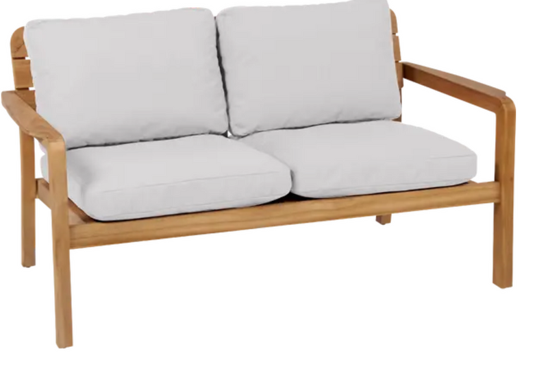 Load image into Gallery viewer, Steel grey Vlaemynck outdoor teak 2-seater sofa with durable frame, ideal for outdoor hospitality and garden seating.

