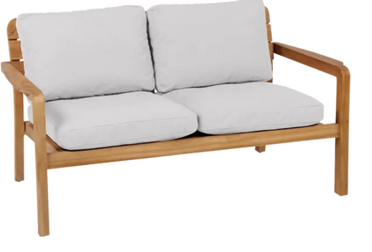 Steel grey Vlaemynck outdoor teak 2-seater sofa with durable frame, ideal for outdoor hospitality and garden seating.