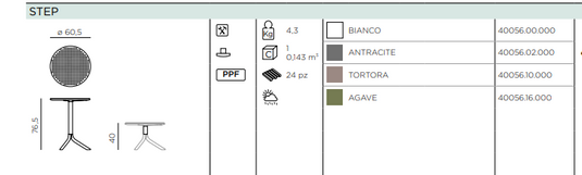Nardi outdoor step table by Custom Wood Designs, expandable low and dining table for garden, patio, or restaurant use.